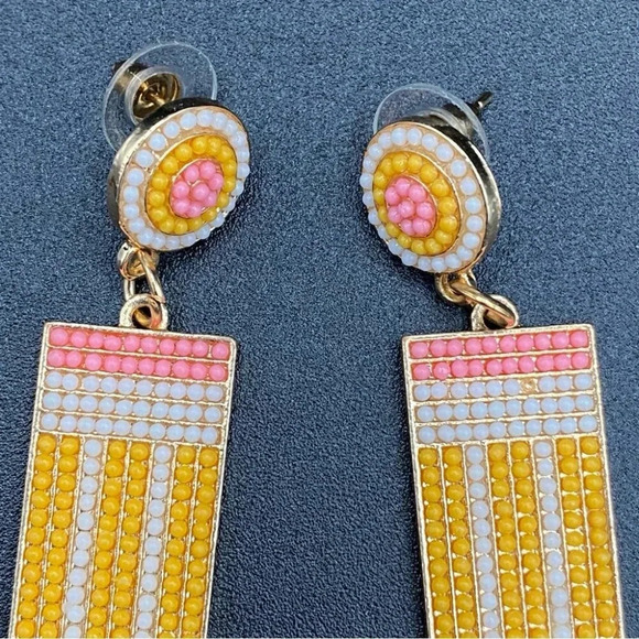 Fun Teacher Writer Earrings in Pencil Design Pierced - Picture 2 of 6